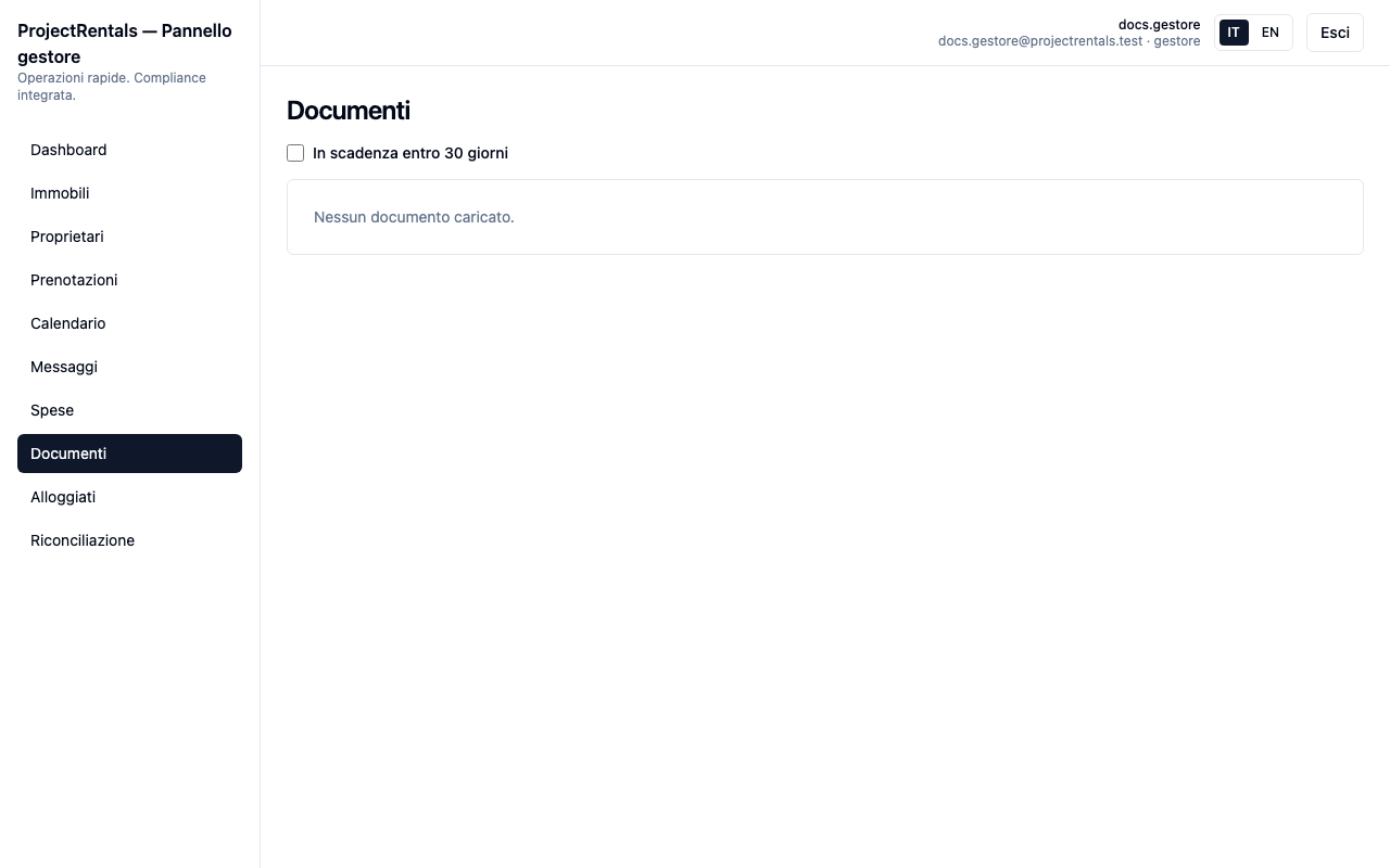 Archivio documenti — la seed dimostrativa non ne contiene ancora, vedi lo stato vuoto.