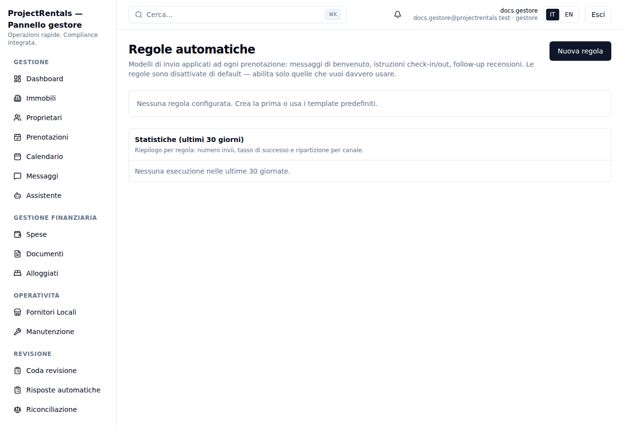 Elenco delle regole automatiche